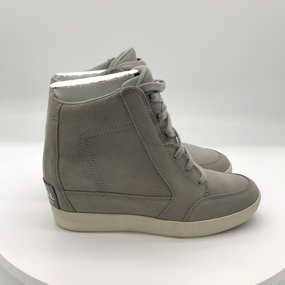 Sorel Womens  Grey Suede High Top Wedge Sneaker size 8 US